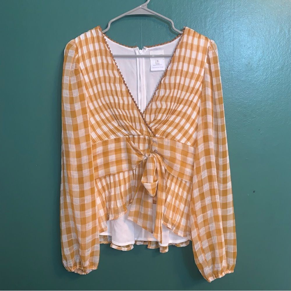 Plaid V Neck Blouse Find Me Now Small